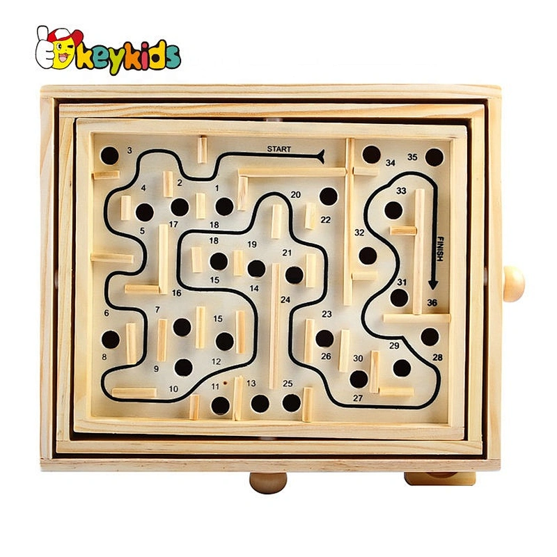 Hot selling educational wooden metal ball maze for children W11H073