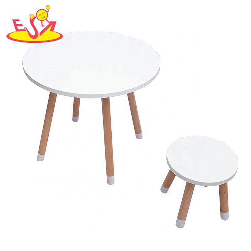 High quality pink wooden kids round table and chairs for sale W08G273