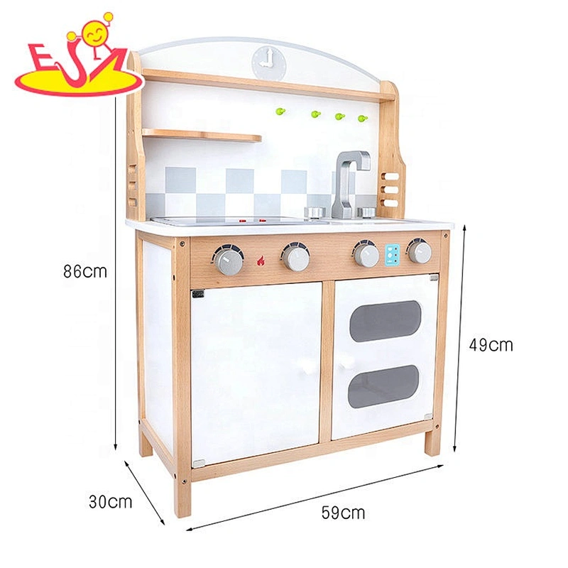 2020 most popular white wooden pretend play kitchen for toddlers W10C503
