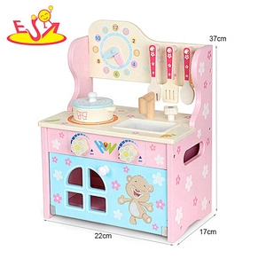 2020 New released simulation children wooden play kitchen with accessories W10C517