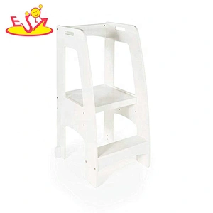 Customize white wooden two step stool for kids W08G280
