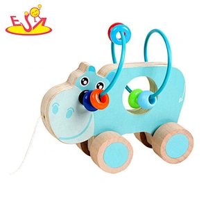 2020 New arrival frog shape wooden bead maze car toy for toddlers W11B245