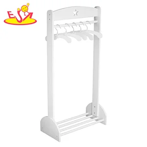 wooden white MDF coat cloth hanger rack stand for kids W09B098