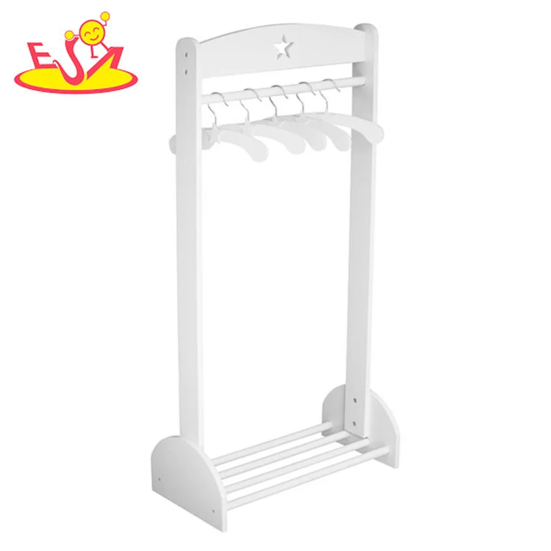 wooden white MDF coat cloth hanger rack stand for kids W09B098