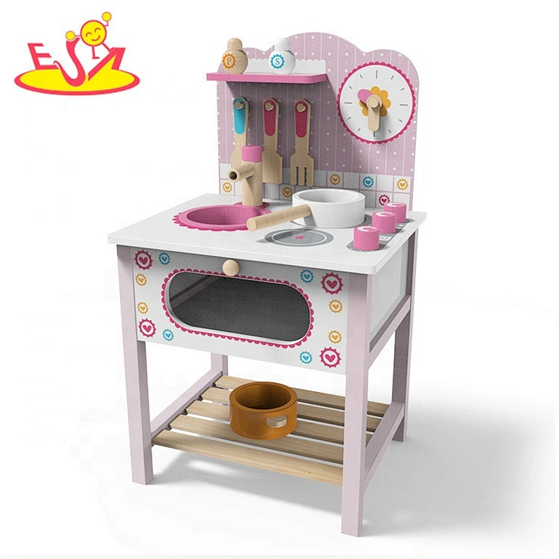 2020 New Original Design mini pink wooden toy kitchen set for girls W10C545
