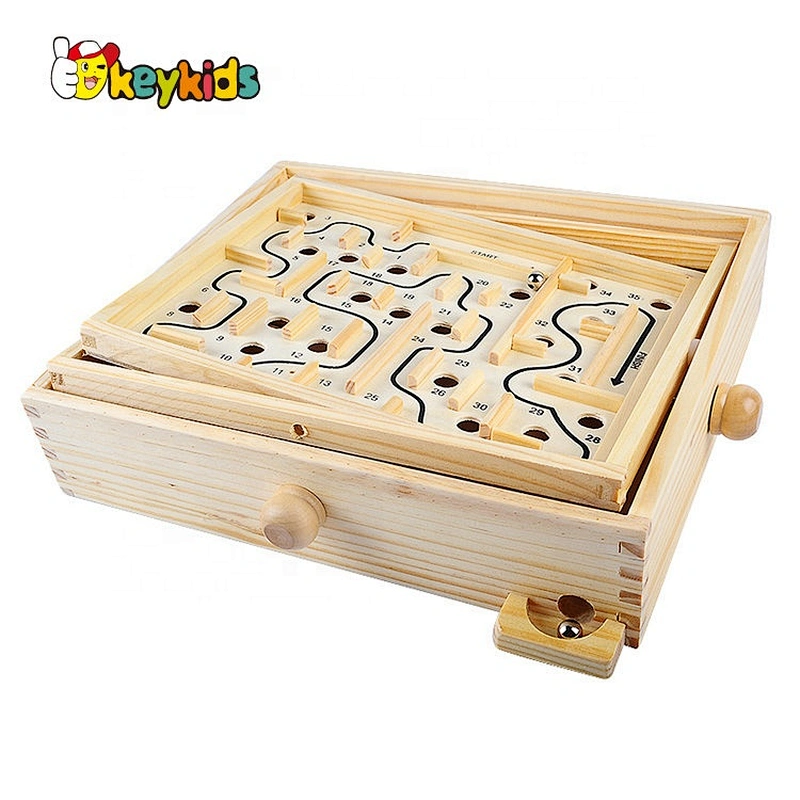 Hot selling educational wooden metal ball maze for children W11H073