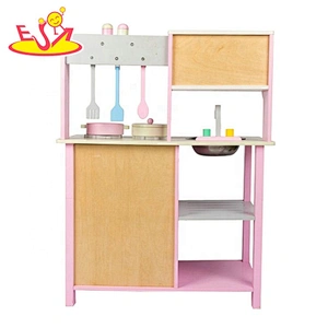 2020 new arrival pink wooden role play kitchen for babies W10C500