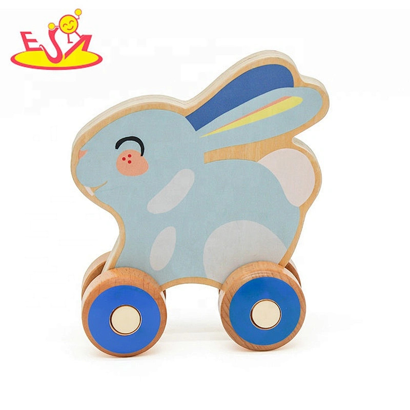 Top sale lovely rabbit shape wooden toy cars for kids W04A412