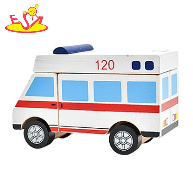 wholesale HOT baby educational ambulance toy children wooden medical car toy W04A460