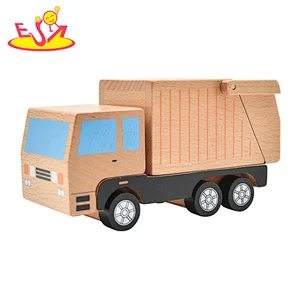 new design Mini wooden truck car van toy for baby W04A465