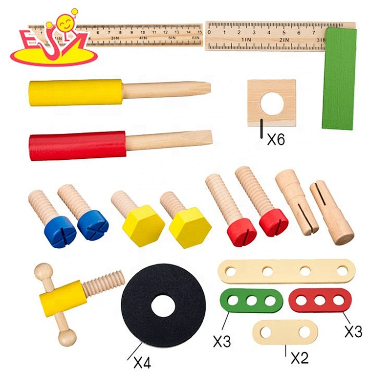 New design frog pattern kids wooden tool box set for pretend play W03D127