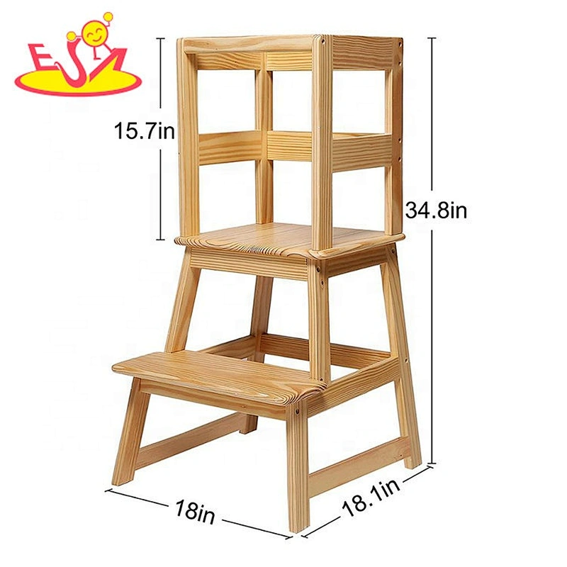 Customize white wooden two step stool for kids W08G280