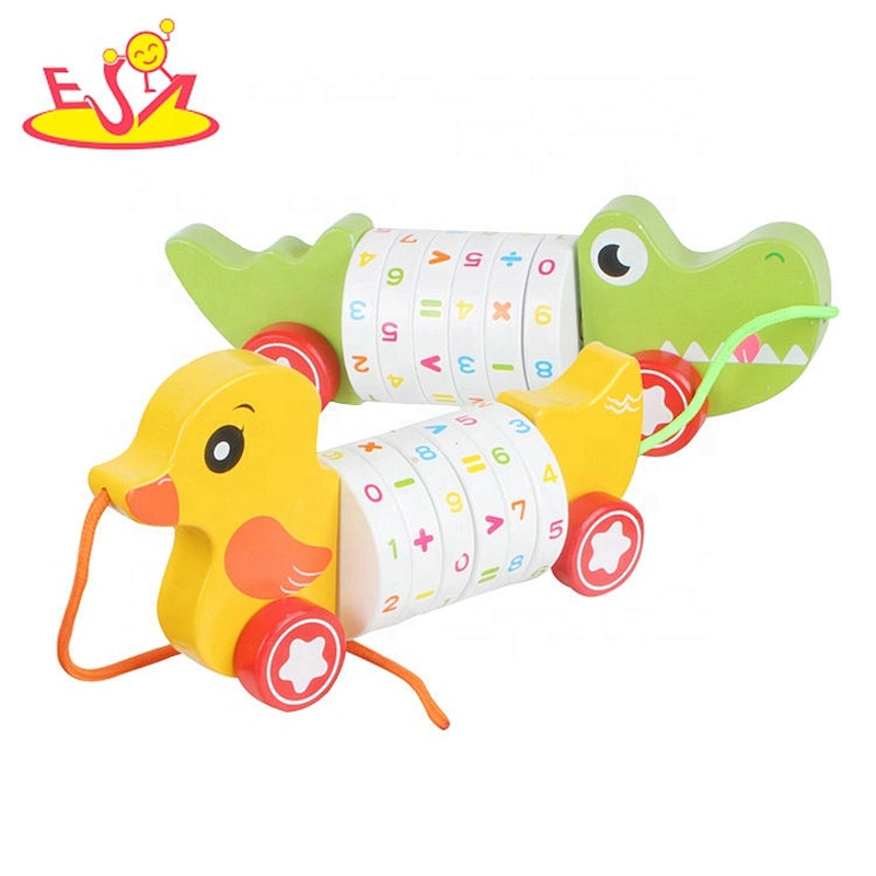 2020 Hot selling educational wooden pull back and go cars for kids W05B190