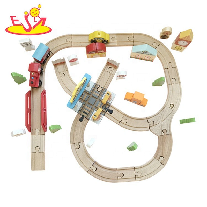 2020 New arrival small wooden railway trains for children W04C190