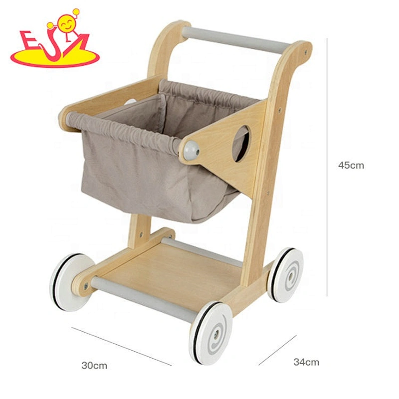 2020 top sale funny wooden grocery shopping cart for toddlers W16E150