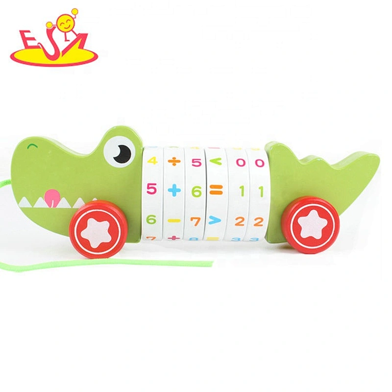 2020 Hot selling educational wooden pull back and go cars for kids W05B190