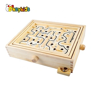 Hot selling educational wooden metal ball maze for children W11H073
