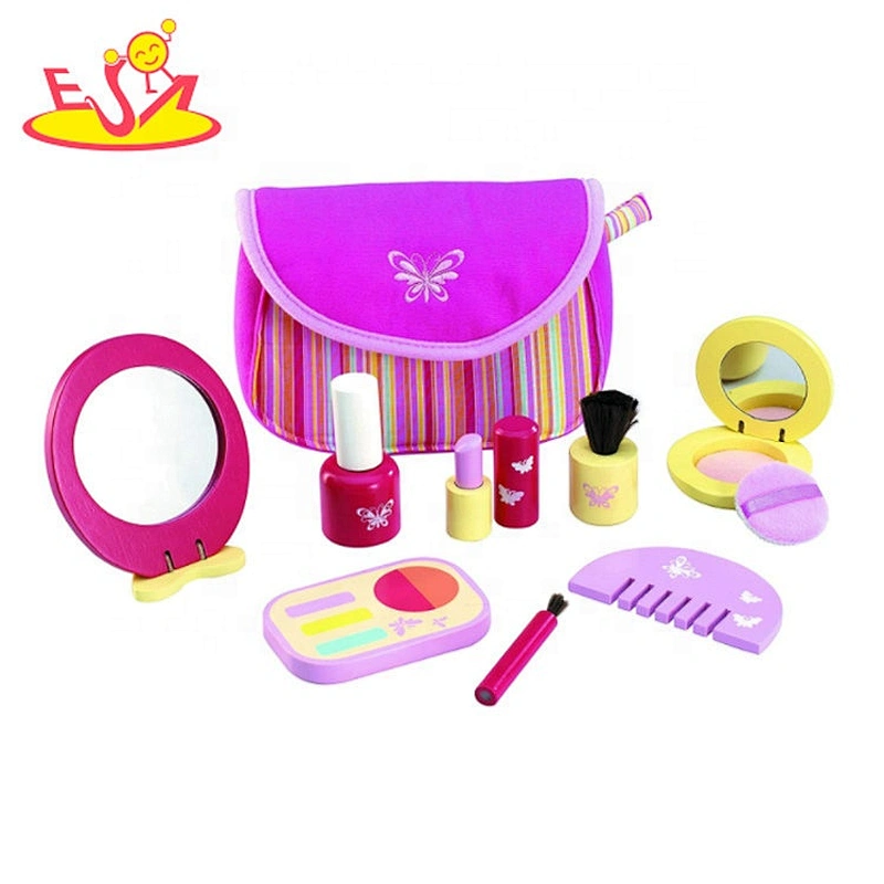 2020 New arrived pink wooden pretend make up set for kids W10D268