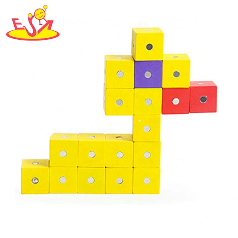 2020 high quality children educational wooden magnetic building blocks for wholesale W13A206