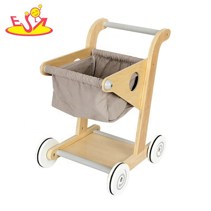 2020 most popular pink wooden grocery trolley for kids W16E150B