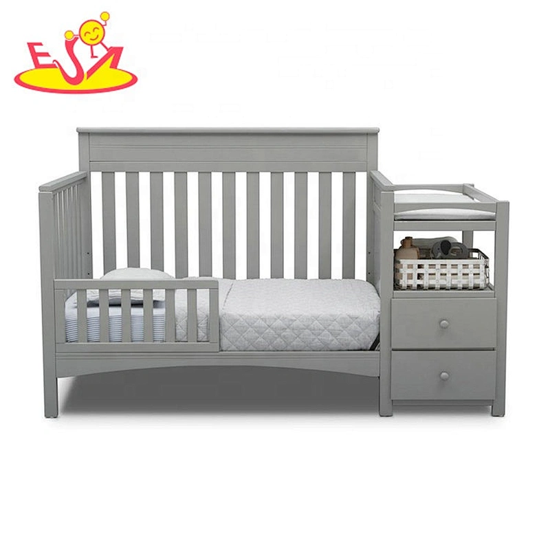 high quality baby wooden 3 in 1 crib with changing table W08E030