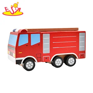 2020 New arrival baby educational wooden diy Fire fighting car shanghai toy  W04A459