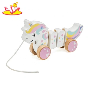 High quality baby wooden pull string toy with crocodile W05C121