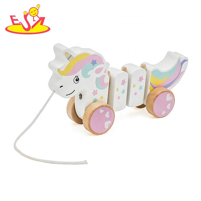 High quality baby wooden pull string toy with crocodile W05C121