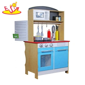 2020 New arrival white kids wooden kitchen set with wall clock W10C535