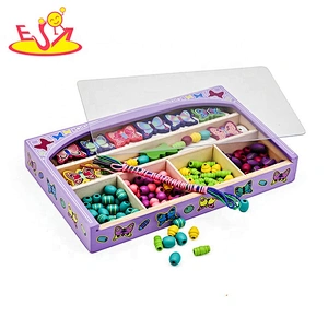 Wholesale colorful diy wooden lacing toys for toddlers W11E098