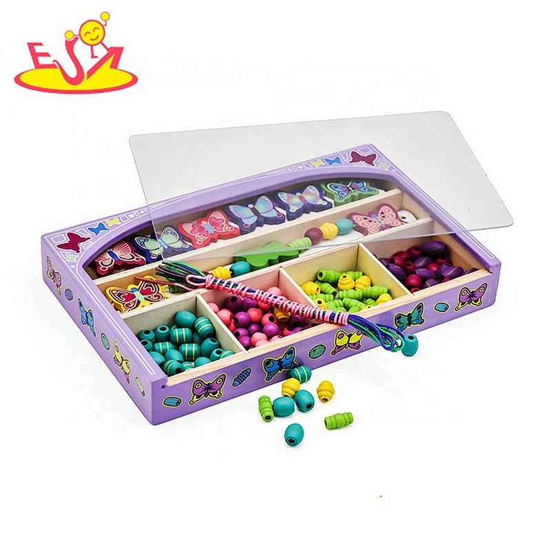 Wholesale colorful diy wooden lacing toys for toddlers W11E098