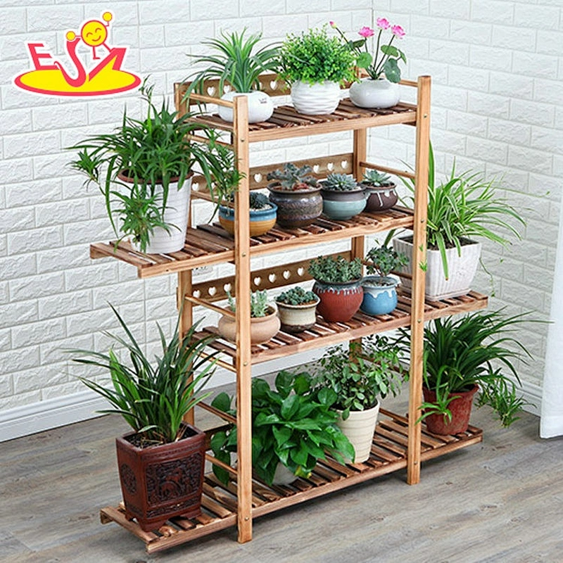 Best design 5 layers white wooden plant display stand for wholesale W08H108B