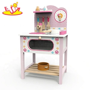 2020 New Original Design mini pink wooden toy kitchen set for girls W10C545