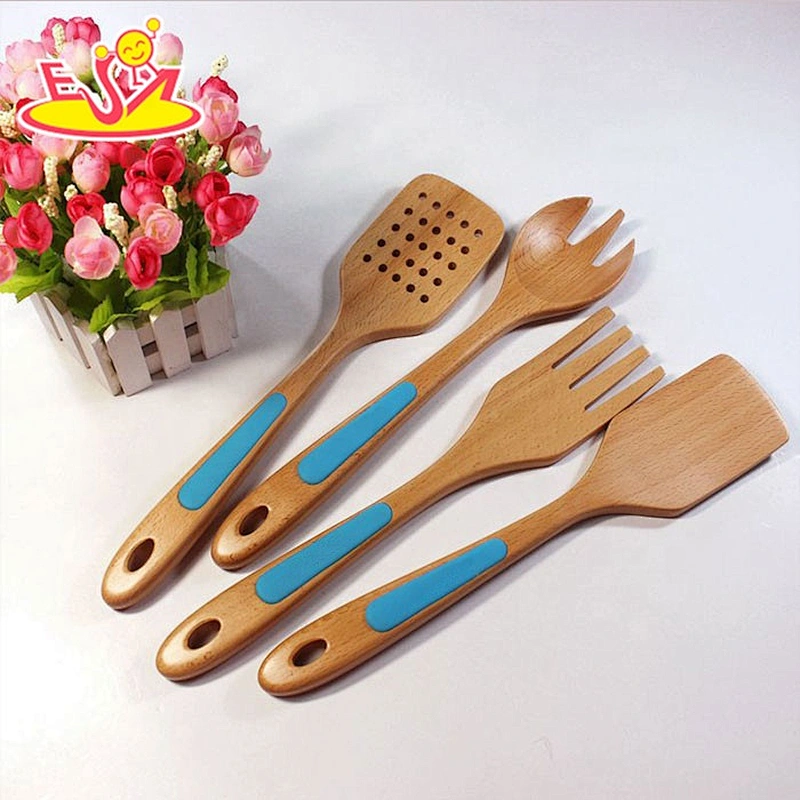 Most popular blue wooden spatula set for kids W02B011