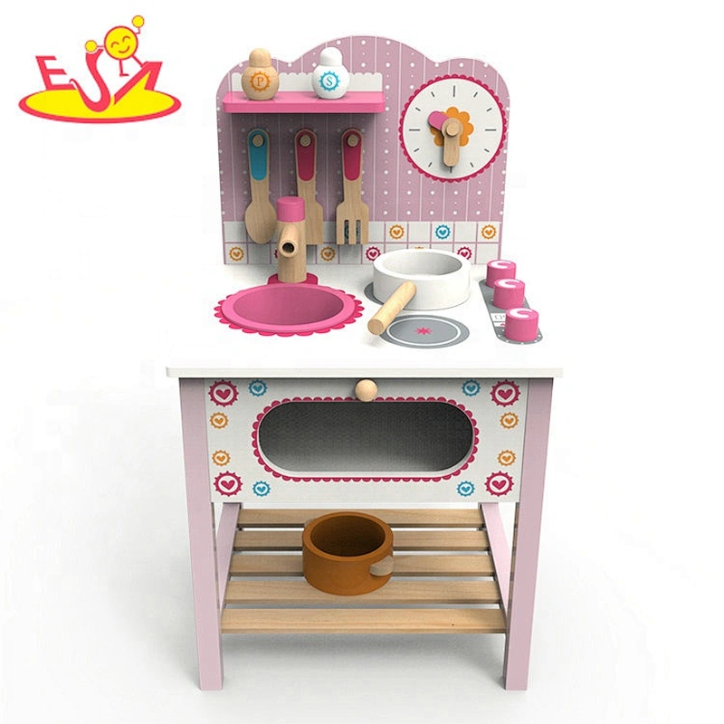 2020 New Original Design mini pink wooden toy kitchen set for girls W10C545