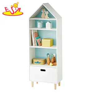 New design wooden indoor home furniture white children storage shelf  W08C292