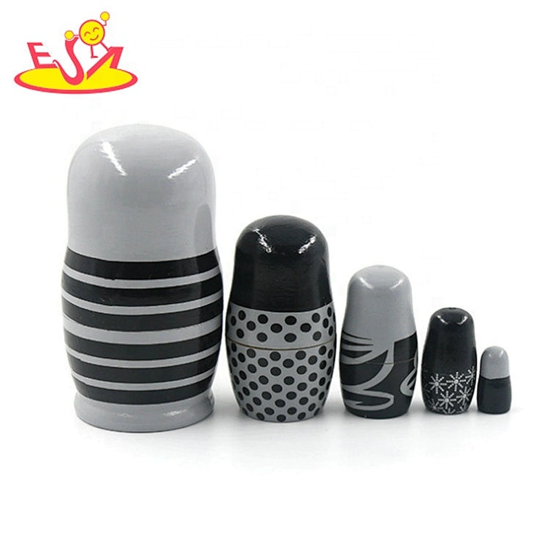 2020 New released black wooden russian stackable dolls for girls W06D139
