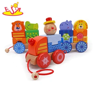 2020 top sale small kids wooden block train for early learning W05C128