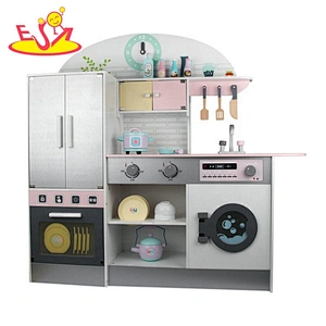 Most popular wooden pink kids kitchen set with low price W10C479