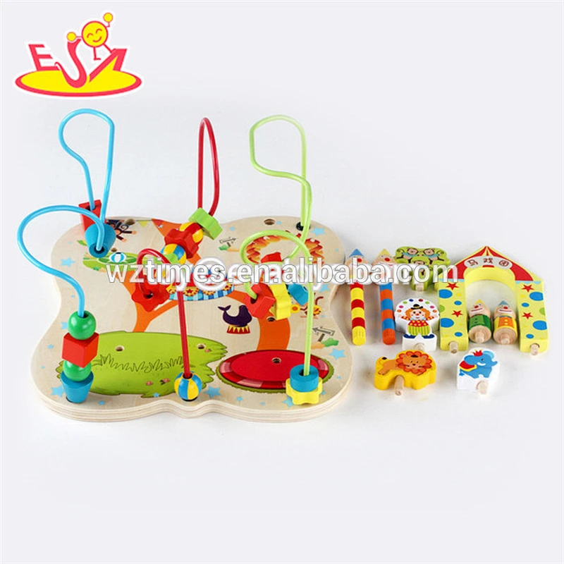 Wholesale best kids wooden elephant toy bead car W11B149