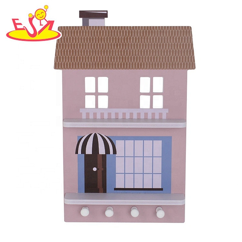 2020 Customize house shsape wooden wall shelves for kids W08C313
