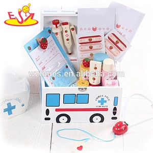 wholesale good sale wooden medical box toy for kids Pretend play child doctor toy W10D012