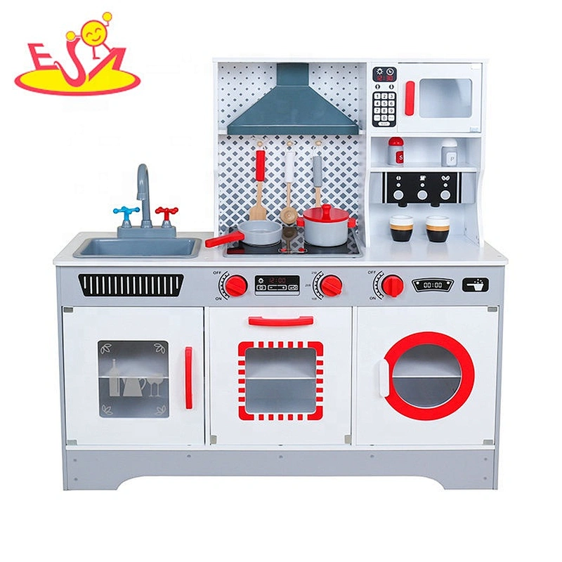2019 New arrival big kids wooden play kitchen set with sounds W10C467