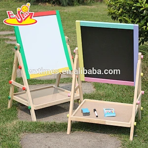 wholesale hottest sale double sided wooden toddler drawing board for baby W12B048B