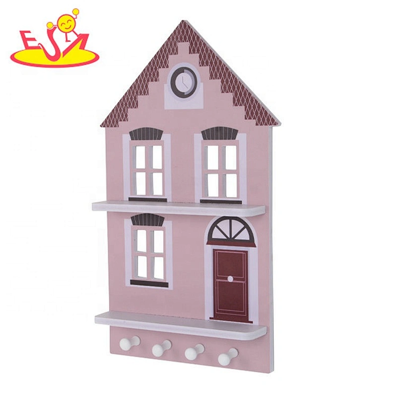 2020 Customize house shsape wooden wall shelves for kids W08C313