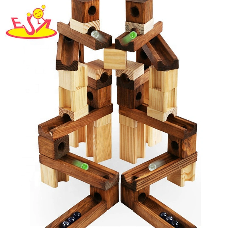 2020 wholesale 60 PCS educational wooden marble race track for kids W04E102