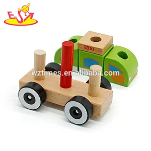 Wholesale High quality wooden mini taxi car toy for children W05C010