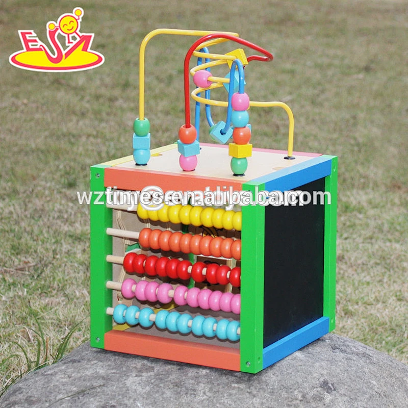 Wholesale educational games toddlers wooden giraffe toy bead car W11B150