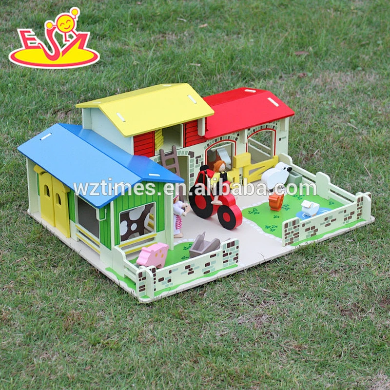 2018 juguetes de granja de madera para niños al por mayor juguetes de granja de madera de moda superior W06A167