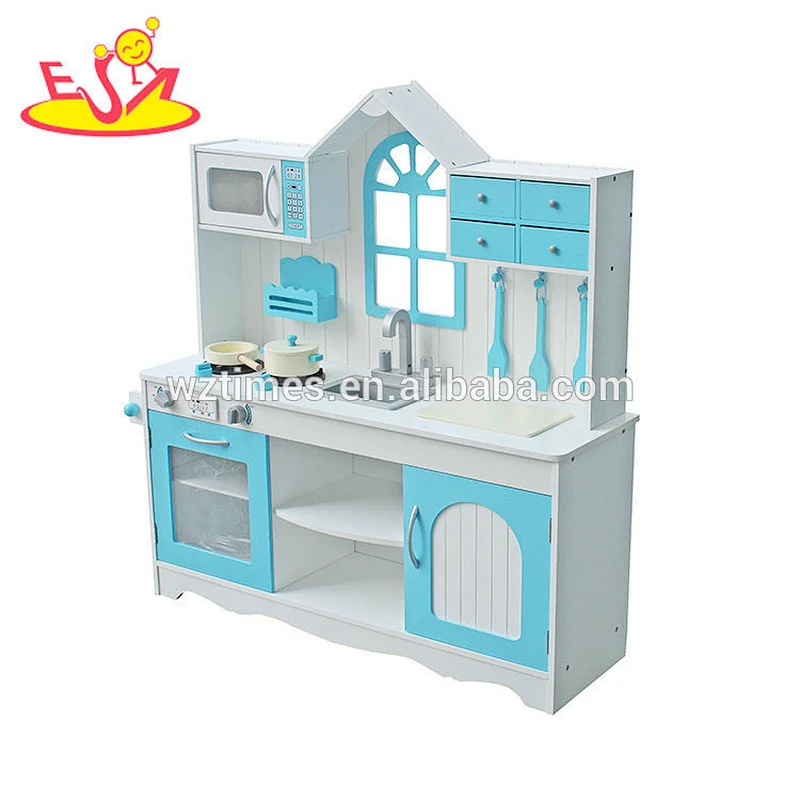 La cocina de madera de la casa azul de la moda superior al por mayor fijó para los niños como regalo W10C346